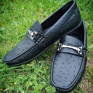 men's dress shoes ostrich pattern synthetic